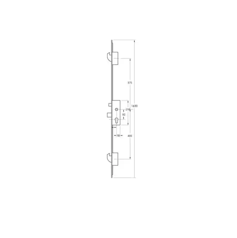 Latch Deadbolt 2 Hooks Lift Lever Multipoint Door Lock (top hook to spindle = 375mm)