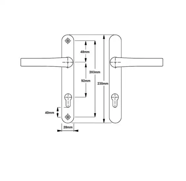 Tokyo Lever Lever UPVC Multipoint Door Handles - 92mm PZ Unsprung 203mm Screw Centres