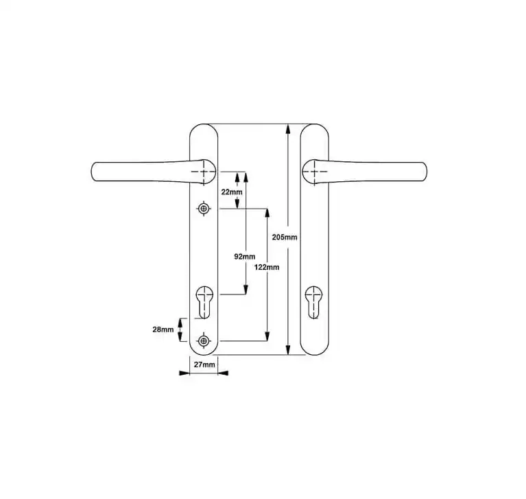 Windsor Lever Lever UPVC Multipoint Door Handles - 92mm PZ Sprung 122mm Screw Centres