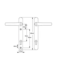 Windsor Lever Lever UPVC Multipoint Door Handles - 92mm PZ Sprung 122mm Screw Centres