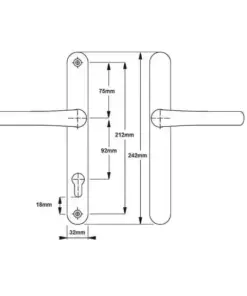 Balmoral Blank Lever Lever UPVC Multipoint Door Handles - 92mm PZ Sprung 212mm Screw Centres
