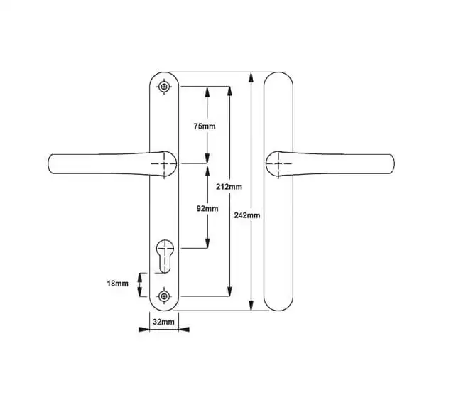 Balmoral Blank Lever Lever UPVC Multipoint Door Handles - 92mm PZ Sprung 212mm Screw Centres
