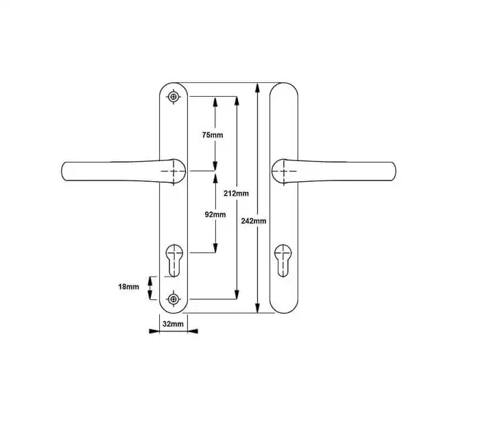 Balmoral Lever Lever UPVC Multipoint Door Handles - 92mm PZ Sprung 212mm Screw Centres