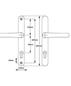 Universal Lever Lever UPVC Multipoint Door Handles - 92mm PZ Sprung 265mm Screw Centres