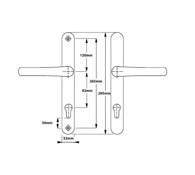Universal Lever Lever UPVC Multipoint Door Handles - 92mm PZ Sprung 265mm Screw Centres