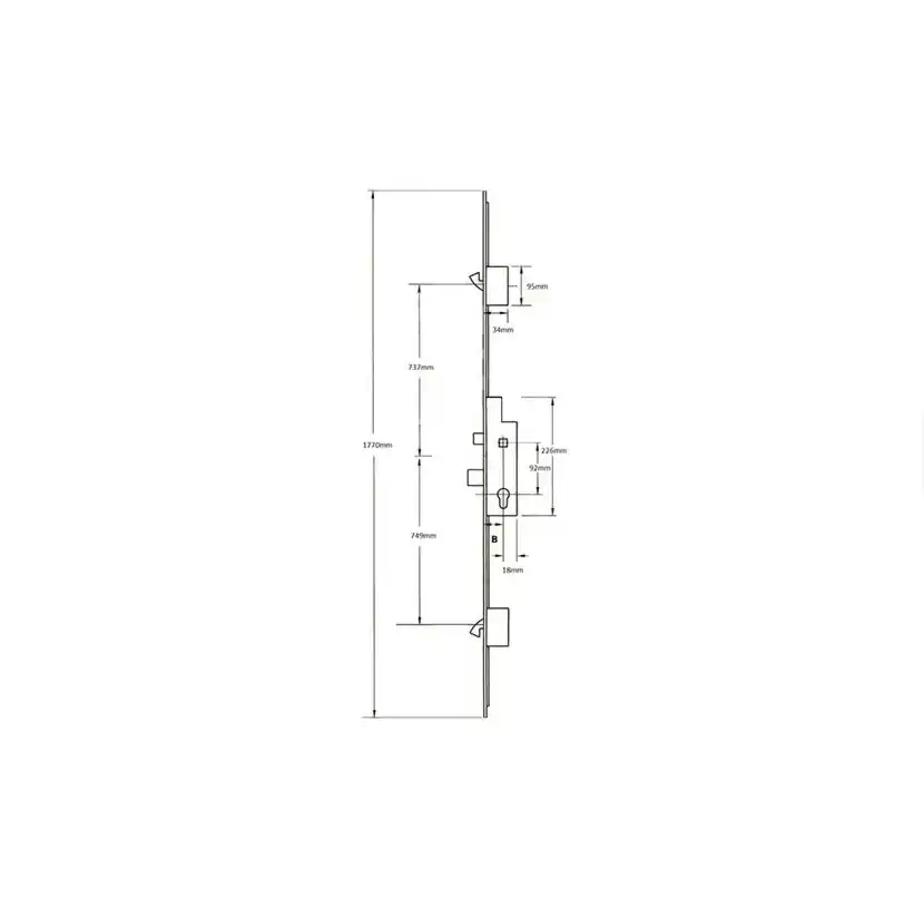 Elite Latch Deadbolt 2 Hooks Key Wind Multipoint Door Lock