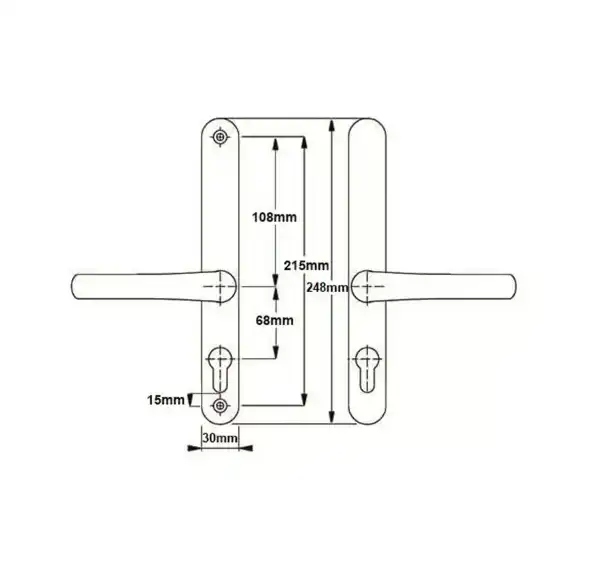 Farnham Lever Lever UPVC Multipoint Door Handles - Without Snib 68mm PZ Sprung 215mm Screw Centres