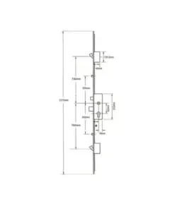 Latch Deadbolt 2 Rollers 2 Hooks Key Wind Operated Multipoint Door Lock (top hook to spindle = 730mm)