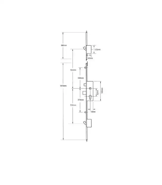 856 Type 6 Latch Deadbolt 2 Hooks 2 Rollers Lift Lever Multipoint Door Lock (2 part lock)
