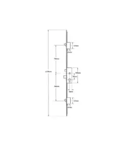 859 Type 4 Latch Deadbolt 2 Hooks Split Spindle Multipoint Door Lock - 20mm Faceplate (top hook to spindle = 730mm)
