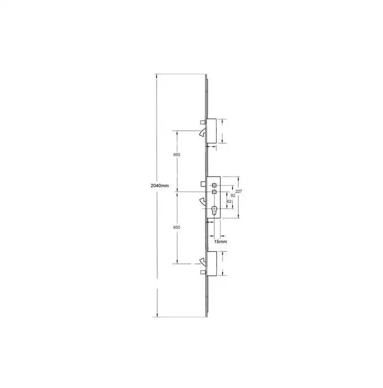 XL Latch 3 Hooks 2 Anti Lift Pins Flat 44mm White Faceplate Double Spindle Multipoint Door Lock