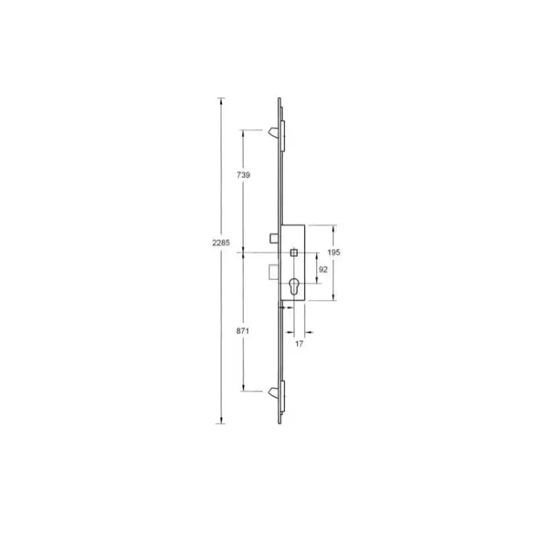 Latch Deadbolt 2 Tongue Hooks Lift Lever Multipoint Door Lock