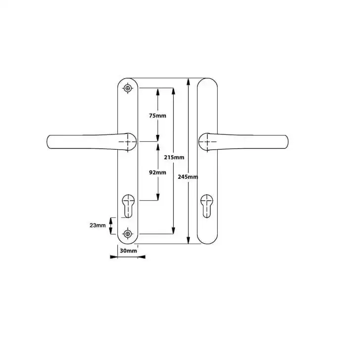 Birmingham Sprung Lever Lever UPVC Multipoint Door Handles - 92mm PZ 215mm Screw Centres