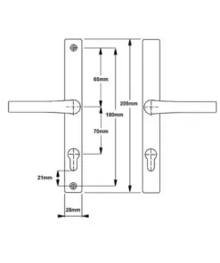London Lever Lever UPVC Multipoint Door Handles - 70mm PZ Unsprung 180mm Screw Centres