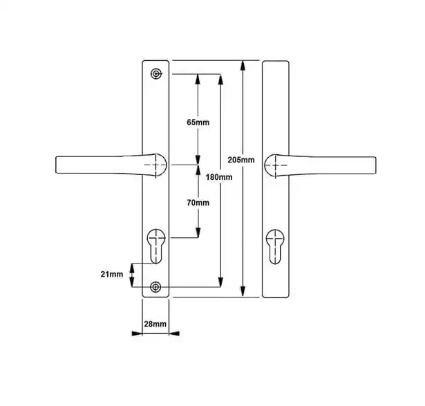London Lever Lever UPVC Multipoint Door Handles - 70mm PZ Unsprung 180mm Screw Centres