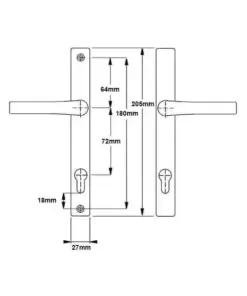 London Lever Lever UPVC Multipoint Door Handles - 72mm PZ Unsprung 180mm Screw Centres