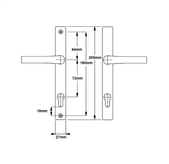 London Lever Lever UPVC Multipoint Door Handles - 72mm PZ Unsprung 180mm Screw Centres