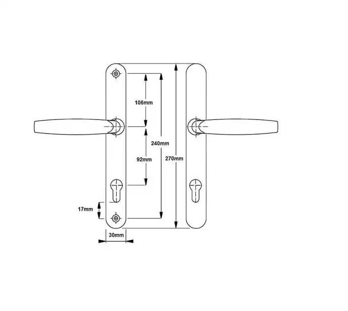 London Lever Lever UPVC Multipoint Door Handles - 92mm PZ Sprung 240mm Screw Centres
