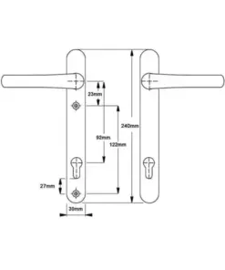 Lever UPVC Multipoint Door Handles - 92mm PZ Sprung 122mm Screw Centres