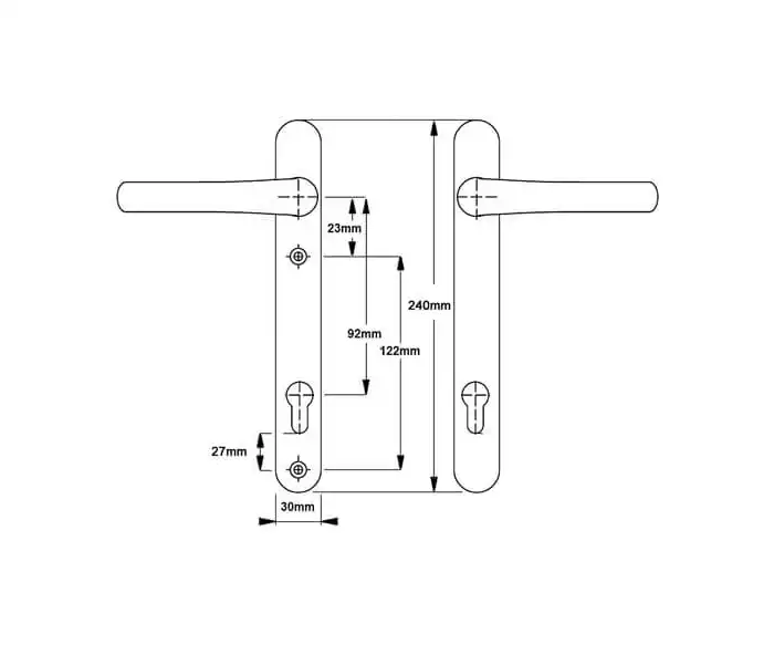 Lever UPVC Multipoint Door Handles - 92mm PZ Sprung 122mm Screw Centres