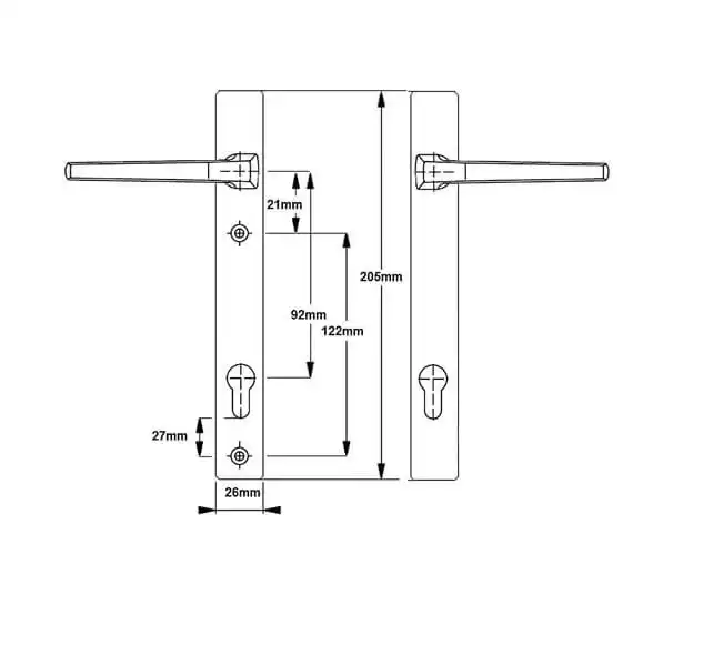 London Lever Lever UPVC Multipoint Door Handles - 92mm PZ Unsprung 122mm Screw Centres