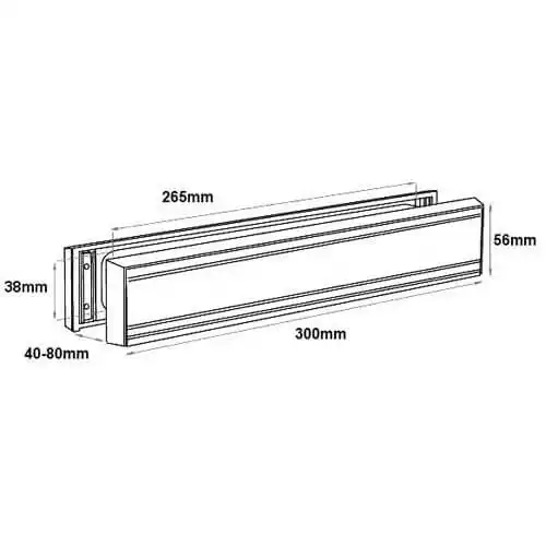 Slimline 12" Telescopic Letterplate for UPVC Doors - 40-80mm