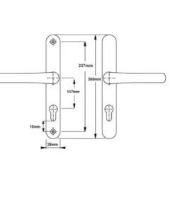 Lever UPVC Multipoint Door Handles - 117mm PZ Sprung 237mm Screw Centres