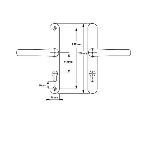 Lever UPVC Multipoint Door Handles - 117mm PZ Sprung 237mm Screw Centres
