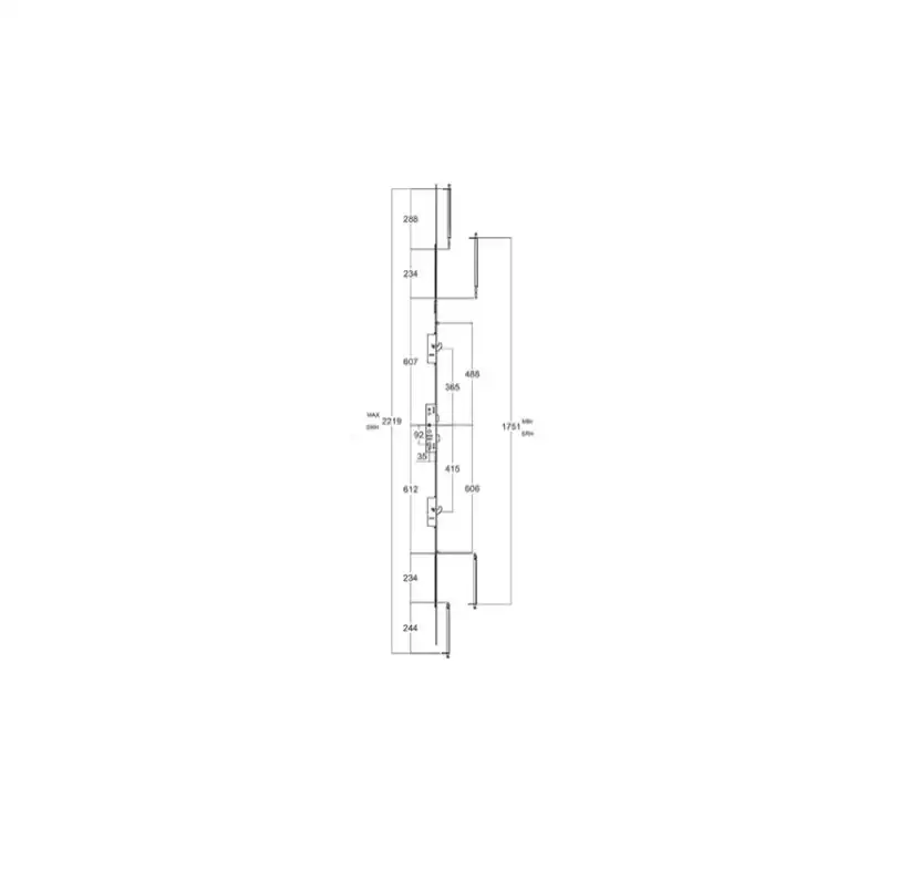 Latch Deadbolt 2 Hooks 2 Rollers Lift Lever or Double Spindle Multipoint Door Lock (top hook to spindle = 365mm)