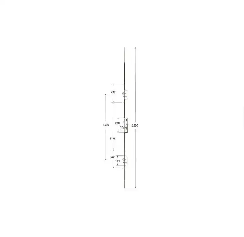 Latch Deadbolt 2 Hooks 2 Anti Lift Pins 4 Rollers Lift Lever or Double Spindle Multipoint Door Lock - Option 2 (top hook to spindle = 621mm)