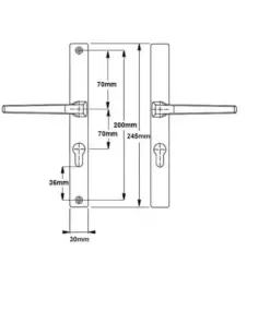 Frankfurt Lever Lever UPVC Multipoint Door Handles - 70mm PZ Unsprung 200mm Screw Centres