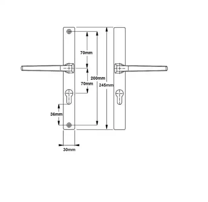 Frankfurt Lever Lever UPVC Multipoint Door Handles - 70mm PZ Unsprung 200mm Screw Centres