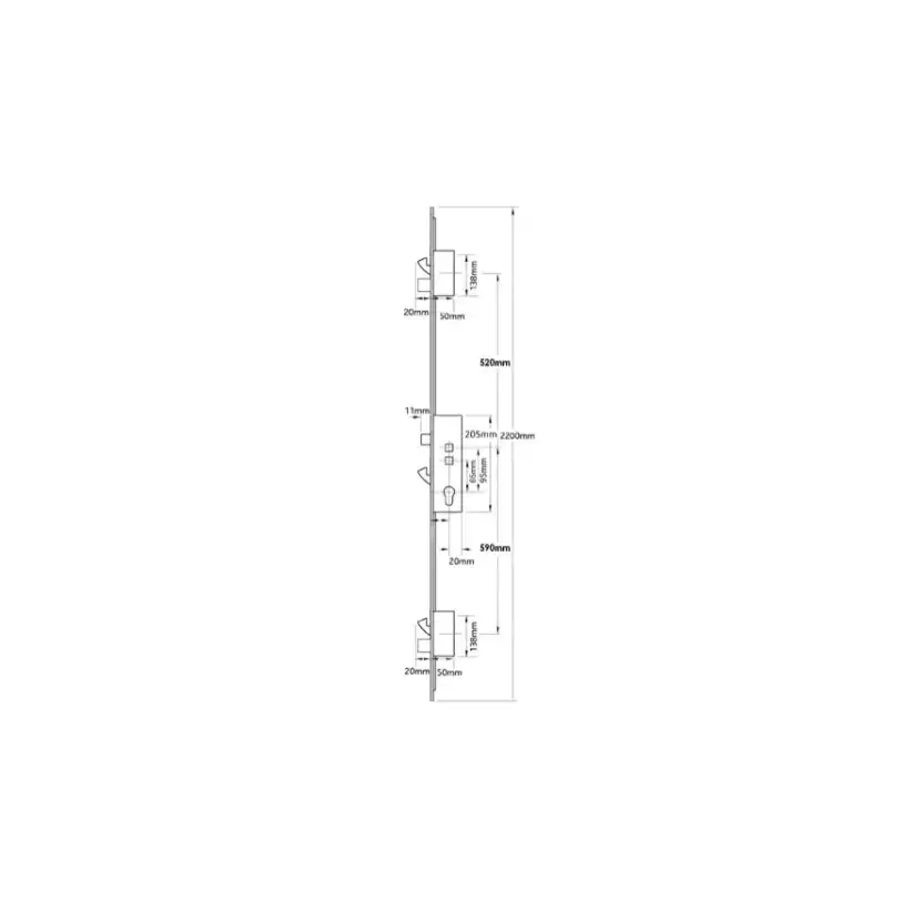 Mantis 2 Latch 3 Hooks 2 Deadbolts Double Spindle Multipoint Door Lock - Option 1 - 16mm Faceplate