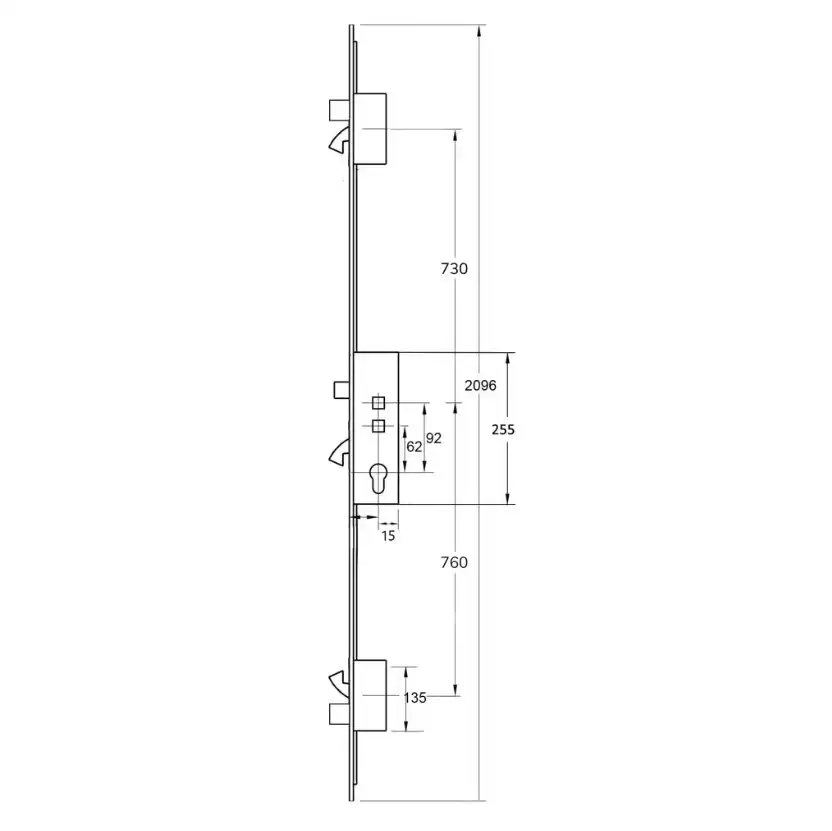 Latch 3 Hooks 2 Deadbolts Double Spindle Multipoint Door Lock