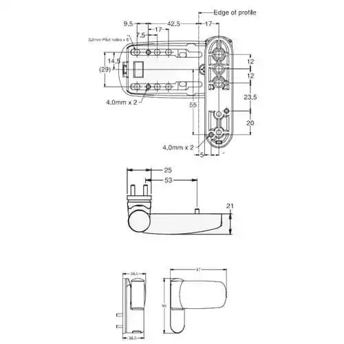 Triad 3D Flag Hinge for Sculptured or Chamfered Profiled UPVC Doors