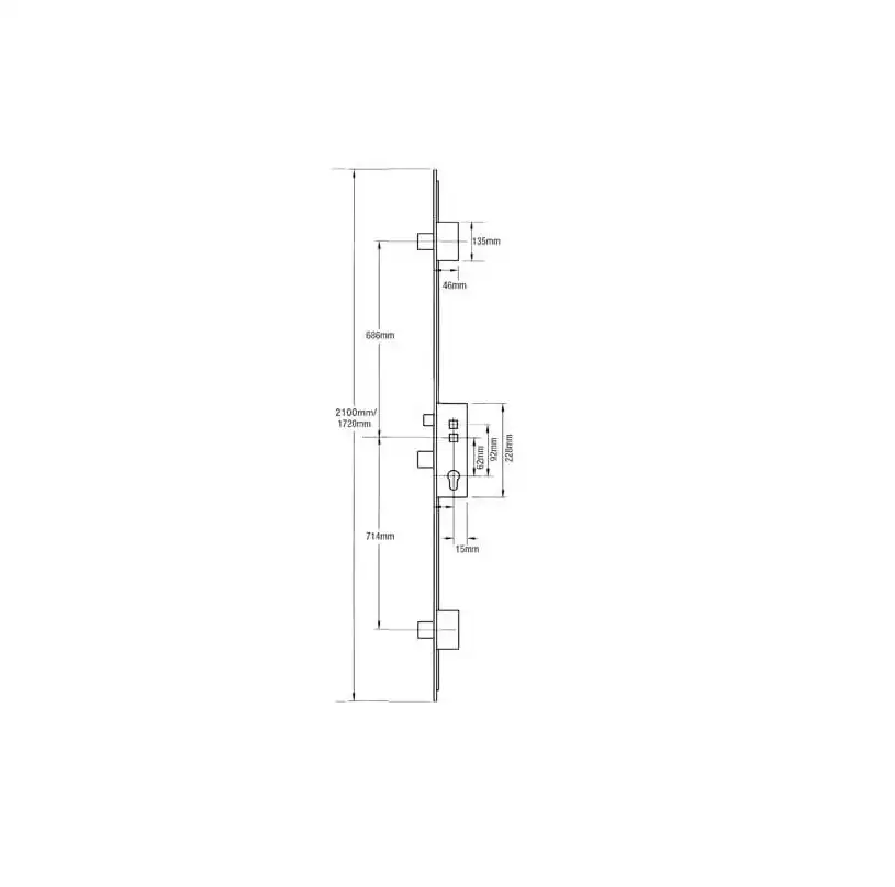 Crimebeater Latch 3 Deadbolts Double Spindle Multipoint Door Lock - 20mm Faceplate