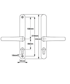 Lever UPVC Multipoint Door Handles - 68mm PZ Sprung 215mm Screw Centres
