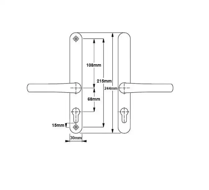 Lever UPVC Multipoint Door Handles - 68mm PZ Sprung 215mm Screw Centres