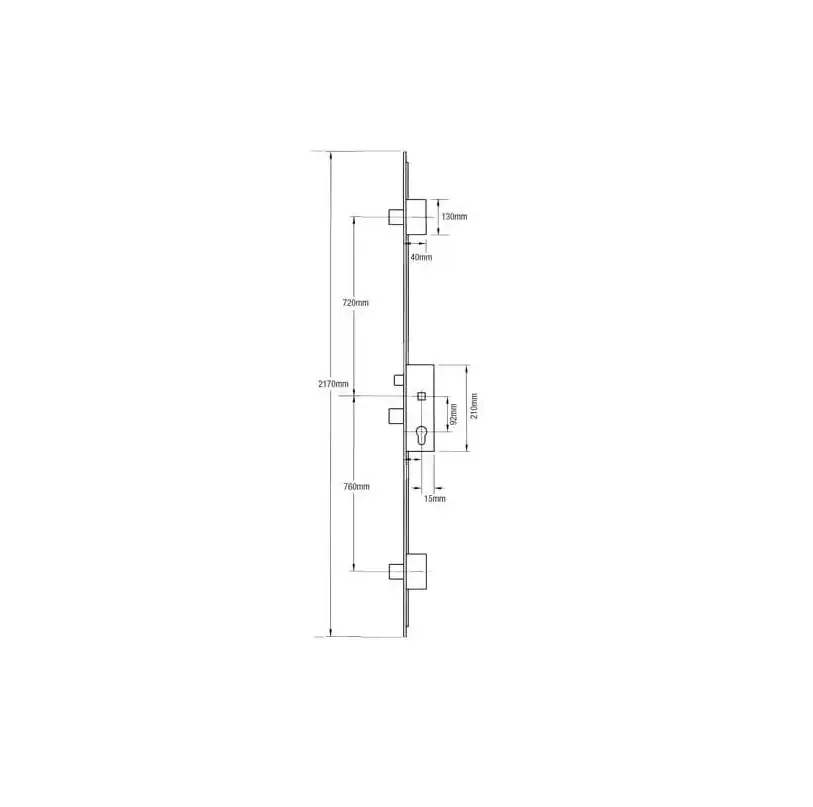 Latch 3 Drop Bolts Key Wind Operated Multipoint Door Lock - Flat 16mm or 20mm Faceplate