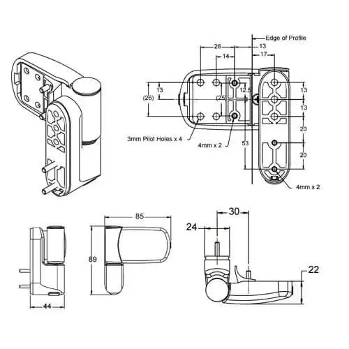Triad Mini 3D Flag Hinge for UPVC Doors - Synseal variant