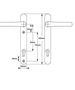 Tokyo Lever Lever UPVC Multipoint Door Handles - 92mm PZ Unsprung 122mm Screw Centres