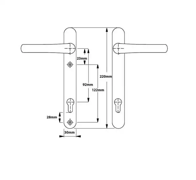 Tokyo Lever Lever UPVC Multipoint Door Handles - 92mm PZ Unsprung 122mm Screw Centres