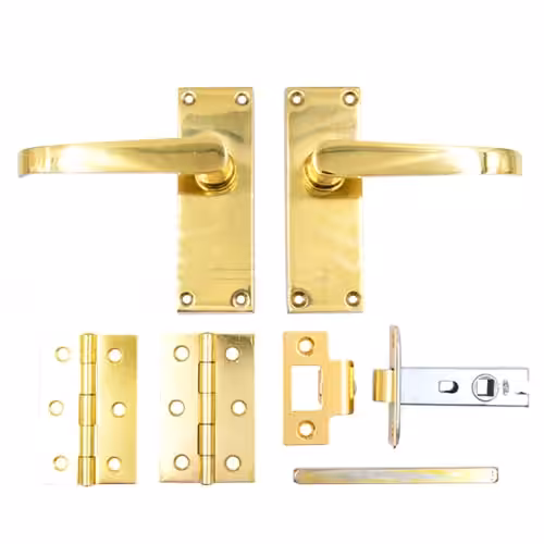 Straight Lever Door Handle, Latch and Hinge Pack