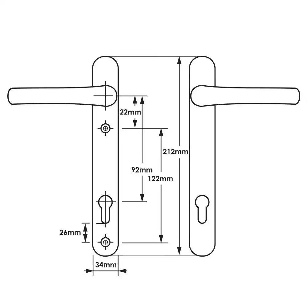 Lever UPVC Multipoint Door Handles - 92mm PZ Sprung 122mm Screw Centres
