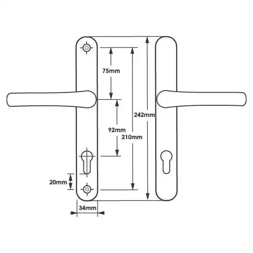 Lever UPVC Multipoint Door Handles - 92mm PZ Sprung 210mm Screw Centres