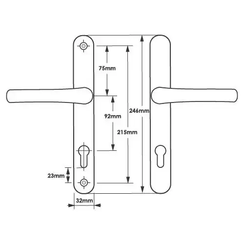 Lever Lever UPVC Multipoint Door Handles - 92mm PZ Sprung 215mm Screw Centres
