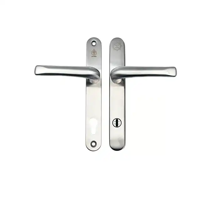 TS007 2 Star Grade 304 Stainless Steel Lever Lever UPVC Multipoint Door Handles - 92mm PZ Sprung 210mm Screw Centres
