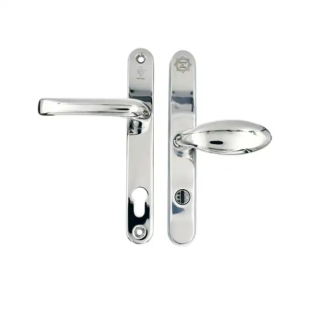 TS007 2 Star Grade 304 Stainless Steel Lever Moveable Pad (Offset) UPVC Multipoint Door Handles - 92/62mm PZ Sprung 210mm Screw Centres