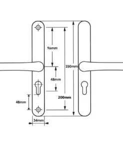 Lever Lever UPVC Multipoint Door Handles - 48mm PZ - Sprung - 200mm Screw Centres