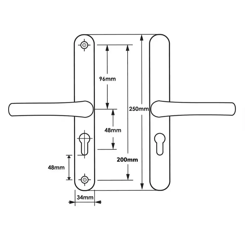 Lever Lever UPVC Multipoint Door Handles - 48mm PZ - Sprung - 200mm Screw Centres